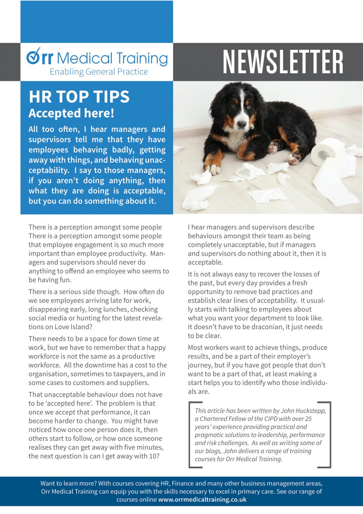 Newsletter – HR TOP TIPS – Managing Behaviours