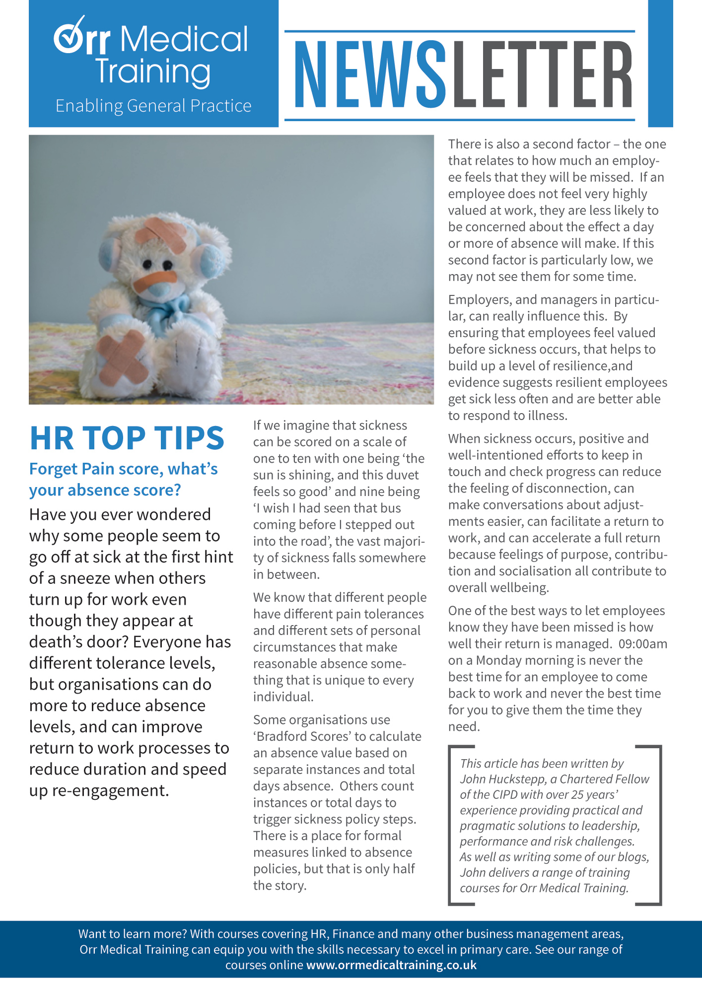 Newsletter – HR TOP TIPS – Absence Score Orr Medical Training